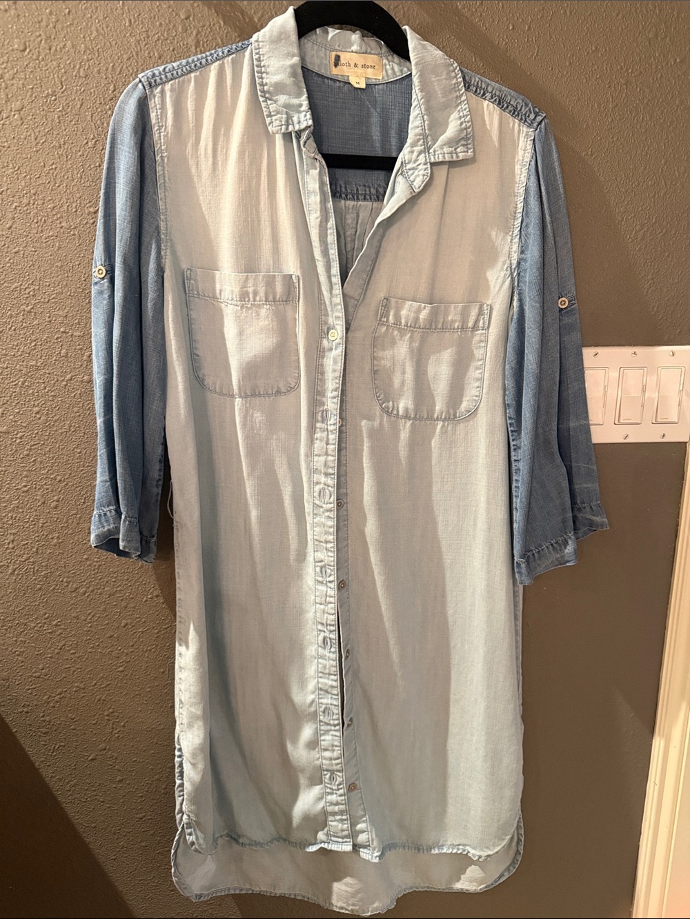 cloth & stone light blue shirt dress